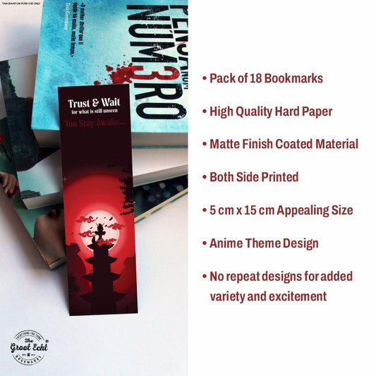 Anime Bookmarks Pack of 18 Gift for Anime Lovers,Bookworm,Book Lovers,Readers Specially Designed Anime Theme Bookmarks, with Character Quotes