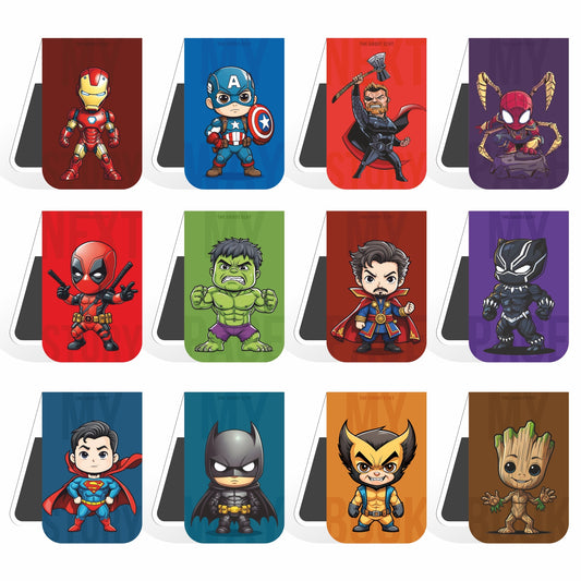 SuperHero Magnetic Bookmarks Pack of 12