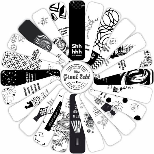 24 Monochrome Quote Bookmarks Set - Black & White Matte Paperback Bookmarks