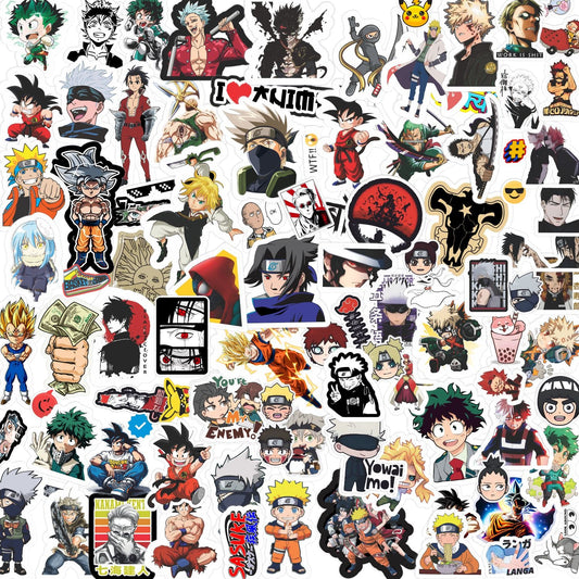 Anime Sticker Pack of 100 Vinyl Stickers for Laptop, Mobile, Case, books, Bike, Helmet, Guitar