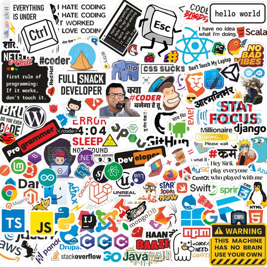 Programmer Sticker Pack of 136 Vinyl for Coder, Developer, Laptop, Mobile, Ipad, Computer, Gadgets