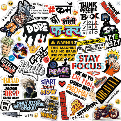 Sticker Pack of 56 for Laptop,Mobile,,Gadget,Car,Bike Vinyl Laptop by Stickera
