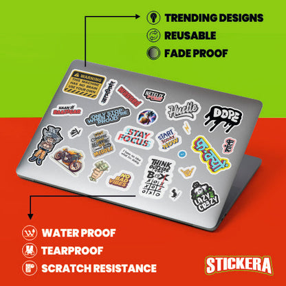 Sticker Pack of 56 for Laptop,Mobile,,Gadget,Car,Bike Vinyl Laptop by Stickera
