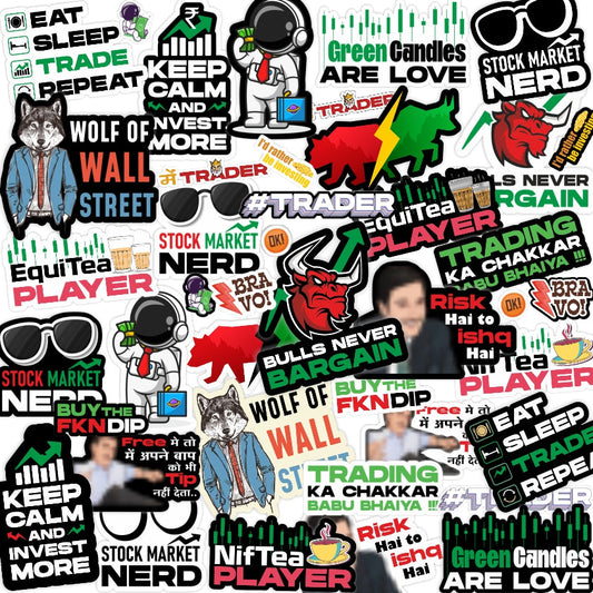 Stock Market Sticker Pack of 42 Vinyl or Laptop,Mobile,Gadget,Car,Bike Vinyl Laptop by Stickera
